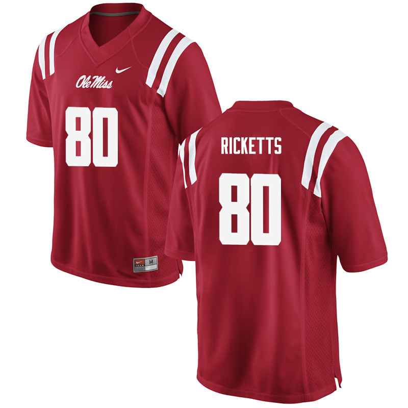 Josh Ricketts Ole Miss Rebels NCAA Men's Red #80 Stitched Limited College Football Jersey ZRX8058VS